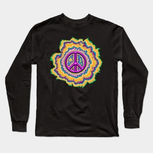 colorful glowing peace sign Long Sleeve T-Shirt